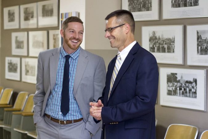 Justin King (left), new high school principal, with Paul Leaman, head of school.