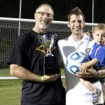 Kendal Bauman, Andrew Gascho and Forrest celebrate girls varsity soccer state championship, 2015