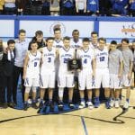 boys basketball team with plaque 2019