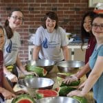 Snack prep by 8th graders for EMES Field Day