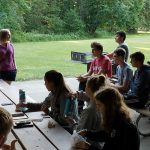 Jessica Peace '07, speaks with the group in Corvallis, Ore.