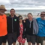 Karl Yoder, who attended EMHS as through 2003, and his wife Jen, visit with the Discovery 2019  group in San Diego. Far left, Kendal Bauman. Far right, Jennifer Young and Lee Good, leaders.