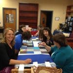 Volunteers -- including aunts, grandmothers, mothers and friends of current students -- helped with the quilting on History Day 2017