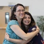 Librarian Julianne Burkholder Ross with classmate Sara Brenneman Halteman