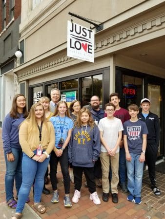 Bible 9 class visited the local coffee shop that students chose to support with their annual Spirit Week fundraiser.