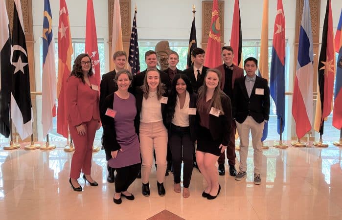 Model UN participants 2020 with sponsor Shannon Roth, front left