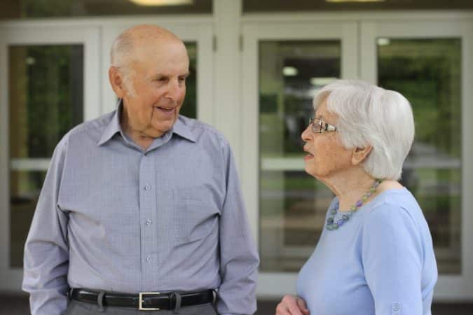 Sam Weaver and Dorothy Shank, outside the school, fall 2019. Photo by Andrea Wenger