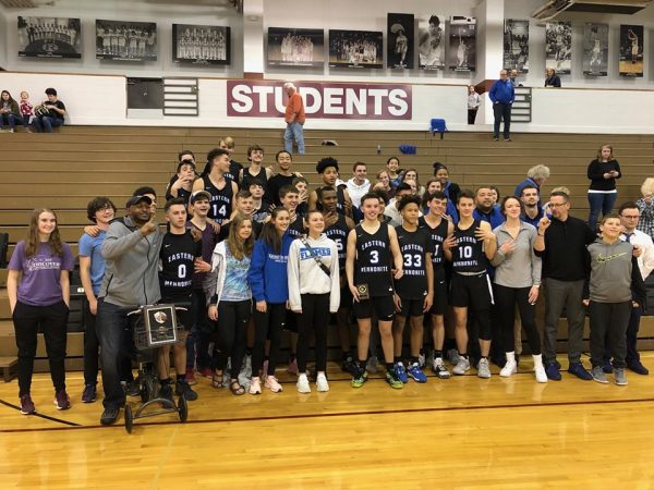 EMS fans celebrate with the team at Roanoke College after the VIC Championship win on February 22. 