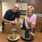 Herb Weaver delivers alumni award gifts in spring 2018 to Mary Kaye Slonaker, advancement staff