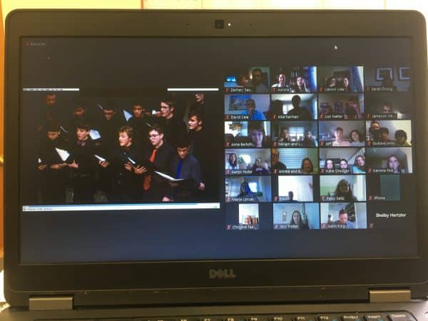 Eighth grade Zoom celebration included watching a slideshow of images from their years at EMS