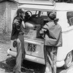 Ellen and Keith Helmuth packing for field study with Friends World College students in Kenya, 1969.