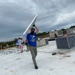 Joshua Kraybill '10, Got Electric at the solar barn raising