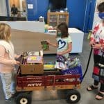 Library on the go in a wagon...