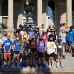 Seventh grade on the steps in Court Square, Harrisonburg