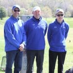 Paul Leaman, head of school, Chris Slonaker, golf coach, and Wesley Graves, EMS golf team