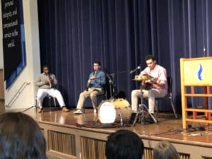 Thaddeus Jackson '19 and friends from EMU shared music after Thad's Chapel reflections on race