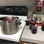 Making grape jelly with local grapes in the fall of '22 local food class