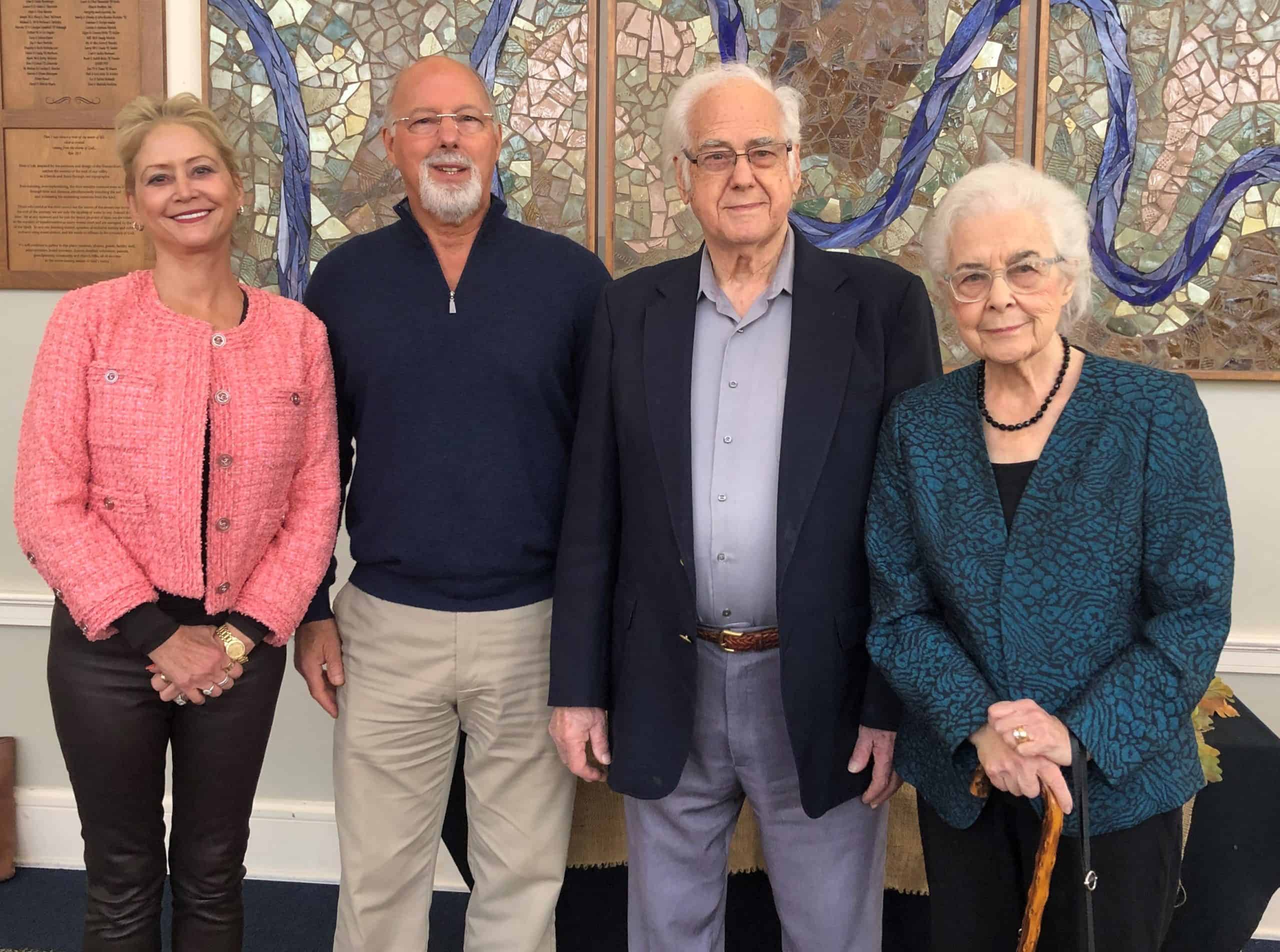 Marcia, John, Myron, and Esther Augsburger at a Chapel in Esther's honor, Oct. 12, 2022