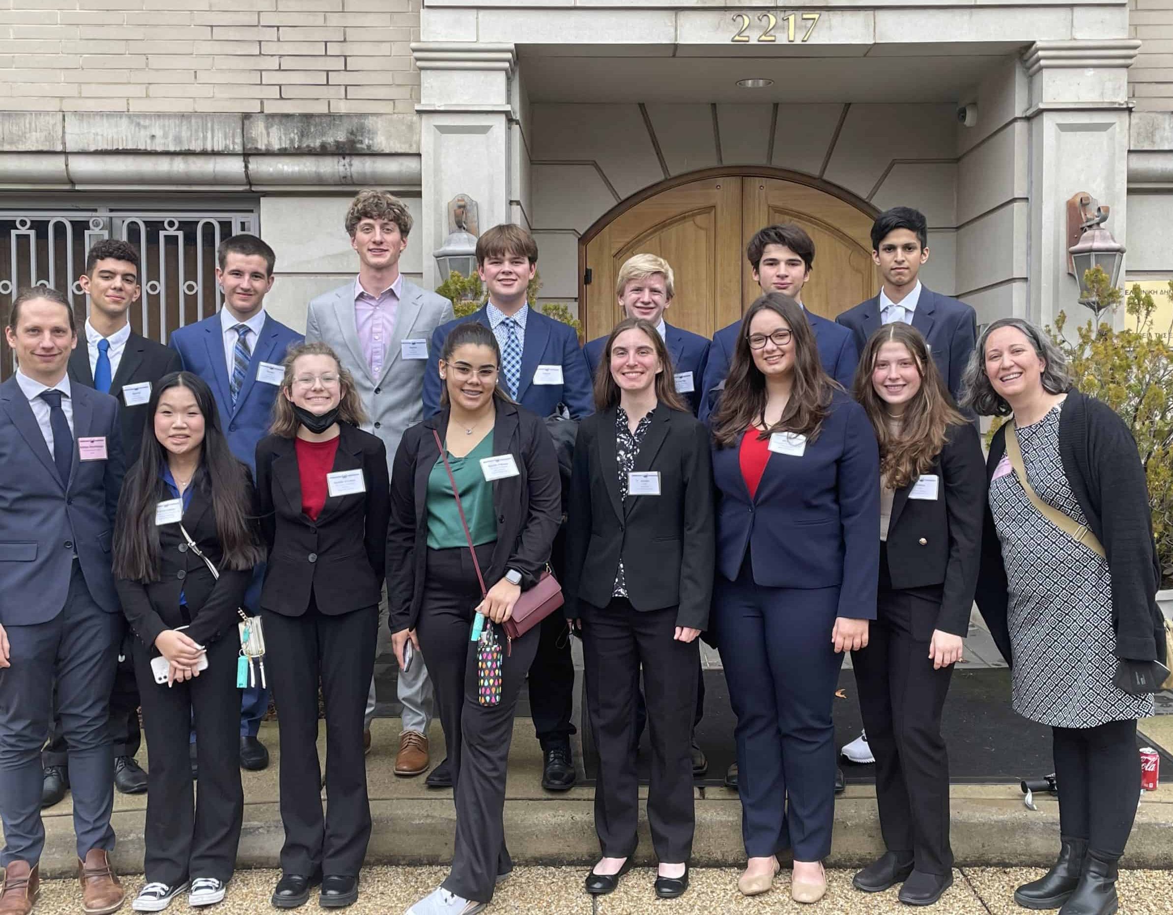 EMS Model UN club in 2023 at the Greek Embassy in Washington, DC