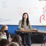 Guzheng demonstration in elementary music class