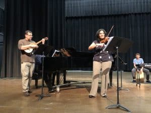 Maria Lorcas, strings teacher, facilitated a chapel of Venezuelan music with her husband, Dr. Aponte (JMU music professor) and son, EMS student, Samuel