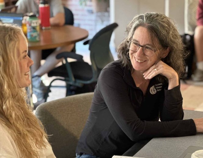 College Counselor Jodi Hertzler meets with a student.