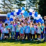 Students covered in colored chalk after their run!