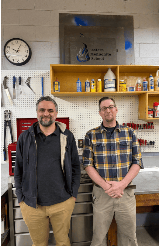 Tyler Kauffman and Jason Bradley in the EMS shop